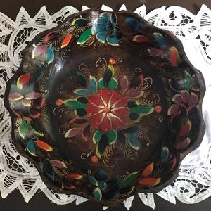 🔥 3 FOR $20 SALE!  Vintage boho hand carved and painted wood bowl